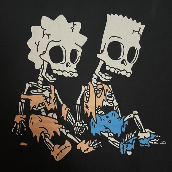Lisa and Bart Simpson Skeleton, Cartoon Graphic T-shirt size Large - Picture 3 of 5